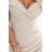 564-5 CALLIE Off-Shoulder Midikleid mit Ausschnitt - hellbeige