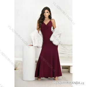 Langes, elegantes Damenkleid mit breiten Trägern (SL) FRENCH FASHION FMPEL23VELVET