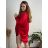 Eleganter Damen Bolero mit langen Ärmeln (S/M ONE SIZE) ITALIAN FASHION IM9235170 rot 56/58