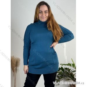 Damen Pullover Lang Langarm Strickkleid (L / XL ONE SIZE) ITALIAN FASHION IM721314