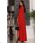 Langes, elegantes Damenkleid mit breiten Trägern (SL) FRENCH FASHION FMPEL23VELVET rot L