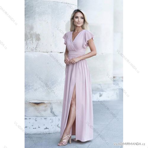 Langes Kleid für formelle Anlässe, kurze Ärmel, Damen, Übergröße (34-52) POLISH FASHION PMLMC25SELENA-4