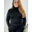 Strickpullover dünner Rollkragen Langarm Damen (L / XL ONE SIZE) ITALIAN FASHION IMD211110 44/46 schwarz