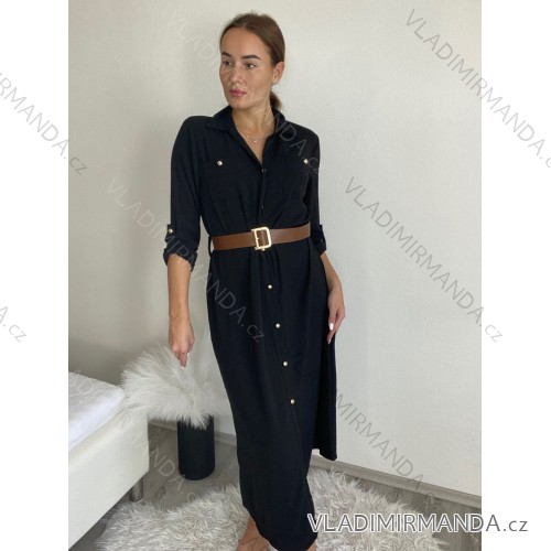 Langes Chiffon-Kurzarmkleid für Damen (S/M ONE SIZE) ITALIAN FASHION IMWGM23456 -   schwarz -   S/M/L