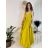 Langes Sommerkleid aus Satin mit Trägern Damen mit Gürtel (UNI S / M) ITALIAN FASHION IMM22INFINITE -   grüne Erbse -   S / M