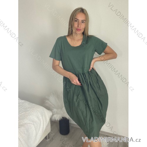 Übergroßes Sommerkleid mit kurzen Ärmeln für Damen (44/46/48 EINHEITSGRÖSSE) ITALIAN FASHION IM425064 -   grünes Khaki -   44/46/48