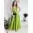 Langes Sommerkleid aus Satin mit Trägern Damen mit Gürtel (UNI S / M) ITALIAN FASHION IMM22INFINITE