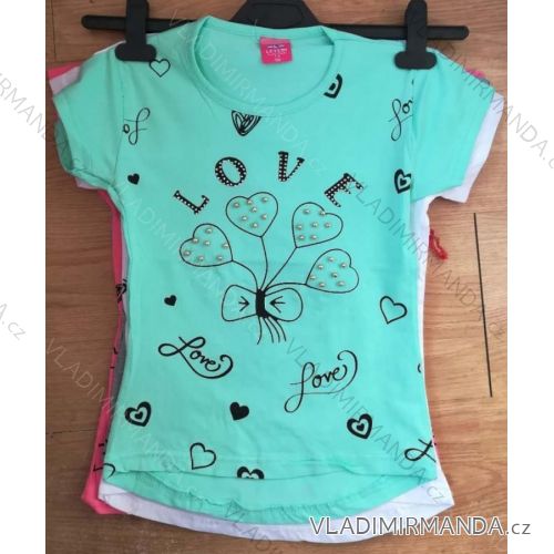 T-Shirt mit Perlen Kurzarm Baby Teenager Mädchen (128-152) TÜRKEI WD WD18017
