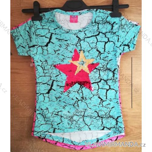 T-Shirt mit Pailletten Kurzarm Baby Teenager Mädchen (128-152) TÜRKEI WD WD18019
