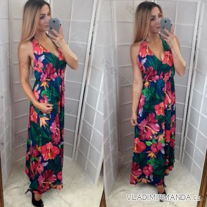 Ärmelloses, langes Damenblumenkleid (uni sl) ITALIENISCHE Mode IM918292