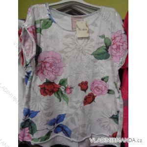 Tunika Kurzarm Damen Blumen (uni sl) NEUE KOLLEKTION ITALIENISCHE Mode IM818102
