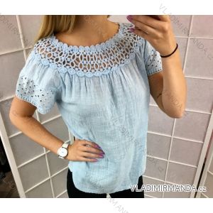 Bluse mit kurzen Ärmeln aus Spitze (uni sl) ITALIAN Fashion IM518190
