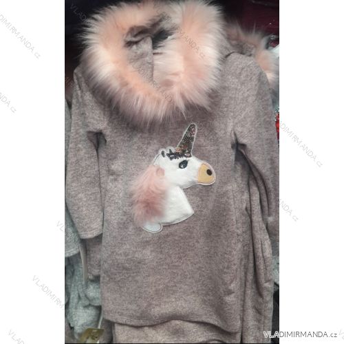 Warmes Kleid / Pullover mit Einhorn-Babywelpe (4-16 Jahre) TURKEY MODA TM218172
