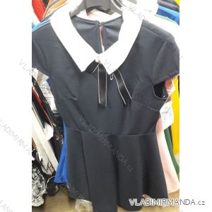 Kleid mit Kragen und Band Kurzarm Damen (uni s / m) ITALIENISCHE MODA IM918346
