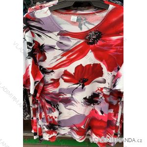 T-Shirt Kurzarm Damen übergroße rote Blumen (L-4XL) GOSIA POLISH MODA PM119123
