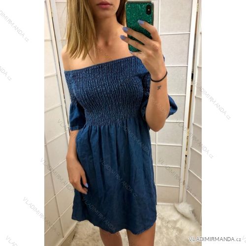 Sommerkleid mit nackten Schultern kurze Frauen (uni s / m) ITALIENISCHE MODA IM919597
