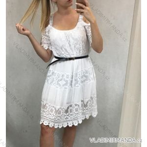 Sommerkleid mit nackten Schultern Kurzarm Spitze Frauen (uni m / l) ITALIENISCHER MODUS IM119205