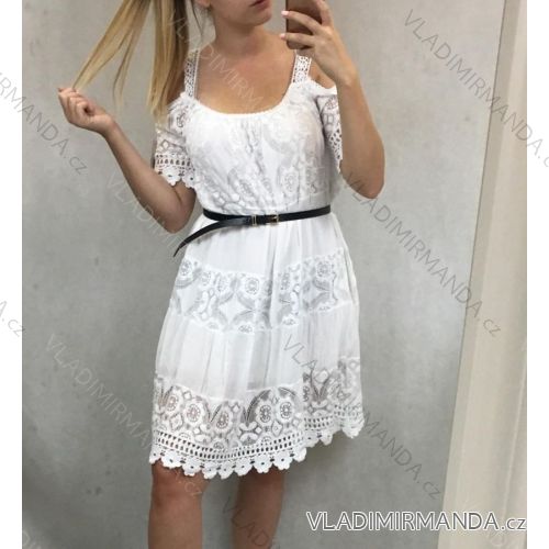 Sommerkleid mit nackten Schultern Kurzarm Spitze Frauen (uni m / l) ITALIENISCHER MODUS IM119205