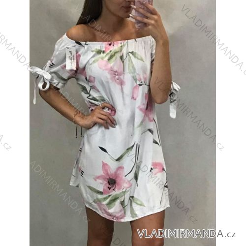 Sommerkleid mit nackten Schultern kurz Damen geblümt (uni s / m) ITALIENISCHER MODUS IM919651
