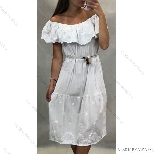 Sommerkleid mit nackten Schultern kurze Frauen mit Lanyard (uni s / m) ITALIENISCHER MODUS IM919652
