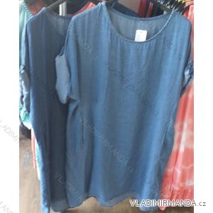 Kurzarm Tunika mit nackten Schultern Denim Frauen übergroße (uni xl-2xl) ITALIENISCHER MODUS IM1219032
