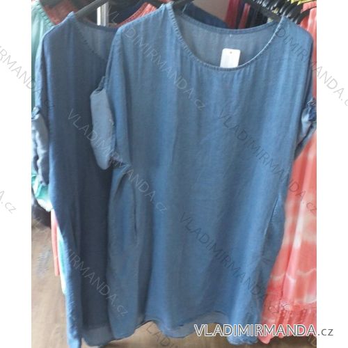 Kurzarm Tunika mit nackten Schultern Denim Frauen übergroße (uni xl-2xl) ITALIENISCHER MODUS IM1219032
