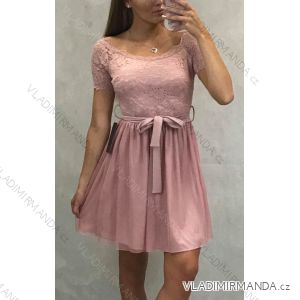 Elegante Ballkleid-Kurzarmspitze mit Schleife (Uni S / M) ITALIAN FASHION IM919558