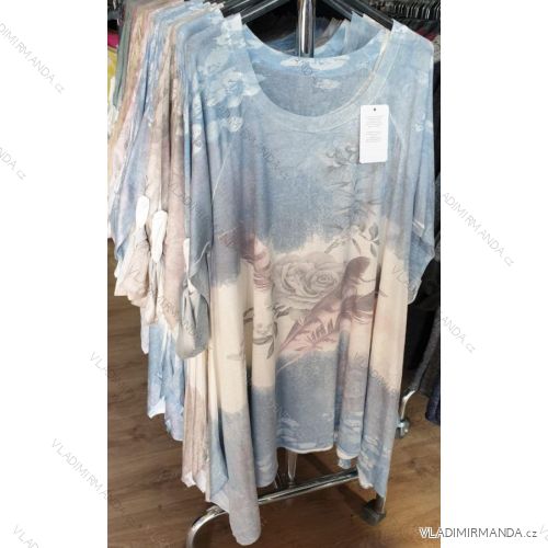 Kurzarm Tunika mit nackten Schultern Denim Frauen übergroße (uni xl-2xl) ITALIENISCHER MODUS IM1219032