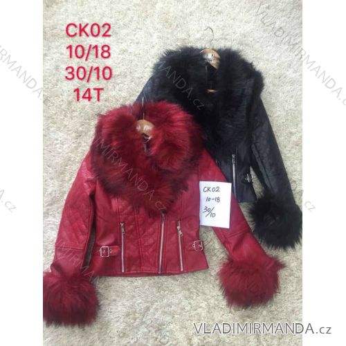 Jacke Kunstleder mit Fell jugendlichen Mädchen (10-18 Jahre) SAD SAD19CK02
