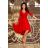 210-6 NICOLLE - Kleid mit längerem Rücken und Spitzenausschnitt - Rot
