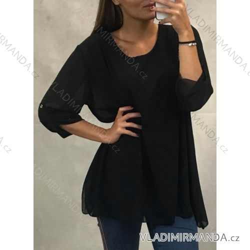 Tunika Bluse 3/4 Langarm Damen (uni s / m) ITALIENISCHE MODE IM619038