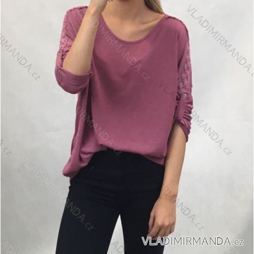 Tunika Bluse 3/4 Langarm Damen (uni s / m) ITALIENISCHE MODE IM619038