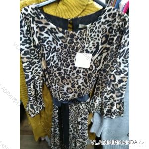 Leopardenmuster Langarm Kleid mit Gürtel Damen (uni sl) ITALIENISCHE MODE IM919879
