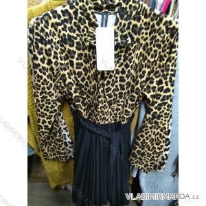 Leopardenmuster Langarm Kleid mit Gürtel Damen (uni sl) ITALIENISCHE MODE IM919881
