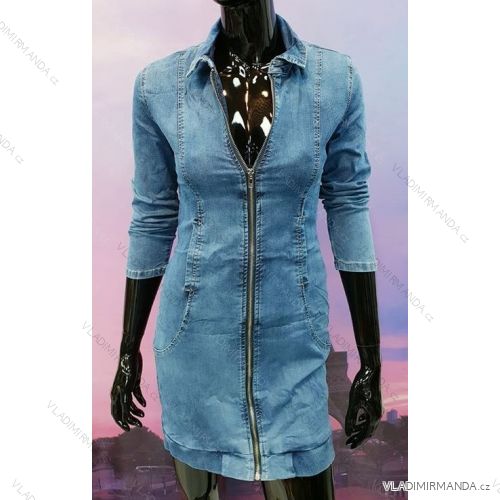 Denim Zipper Langarmkleid (S-XL) ITALIENISCH MODA JMK20008
