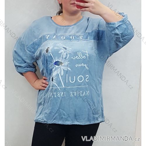 Tunika 3/4 Ärmel Damen (uni xl-2xl) ITALIENISCH MODA IM220023