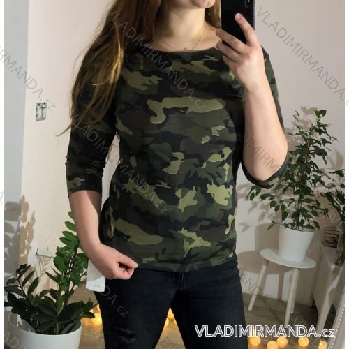 T-Shirt Langarm Camo Frauen (Uni L-XL) ITALIEN MODA IM5188015XL