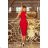 192-5 Elegantes Midikleid mit Rüschen - ROT
