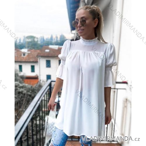 T-Shirt Tunika Kurzarm Damen Blumen (uni sl) MY LUNA ITALIAN Fashion IM818103