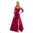 309-1 AMBER elegant lace long dress with a neckline - Burgundy color