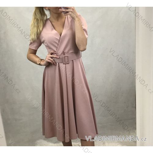 Kleid 3/4 langärmlige elegante Damen mit Gürtel (Uni s / m) ITALIAN FASHION IM920199