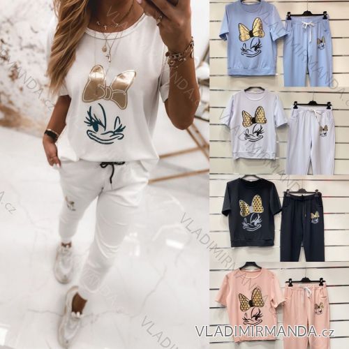 Set aus langen Jogginghosen und Kurzarm-T-Shirt für Frauen (UNI S / L) TURKISH FASHION IMK20DAISY