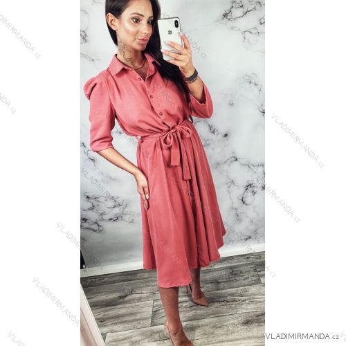 Sommer Langarm Blumenkleid mit Rüschen Frauen (UNI S / L) ITALIENISCHE MODE IMK20154