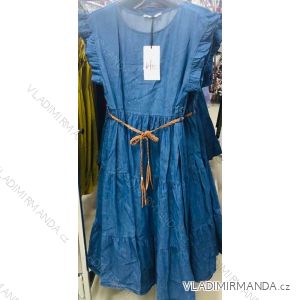 Denim Kurzarm Kleid Frauen (UNI S / M) ITALIAN FASHION IM920010