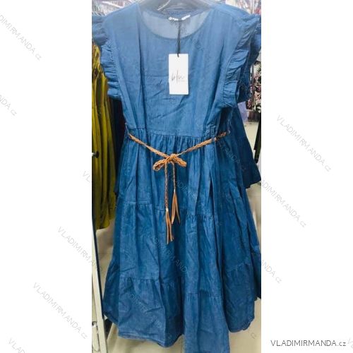 Denim Kurzarm Kleid Frauen (UNI S / M) ITALIAN FASHION IM920010