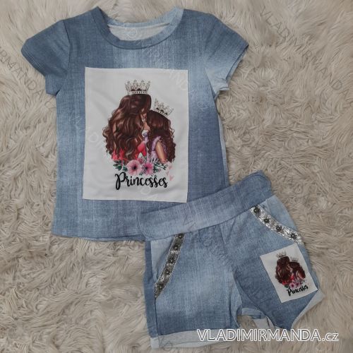 Set Sommer T-Shirt und Shorts für Kinder Jugendliche Mädchen Mama Baby Mädchen und Jungen (4-14 Jahre) ITALIENISCHE MODE IMM219109