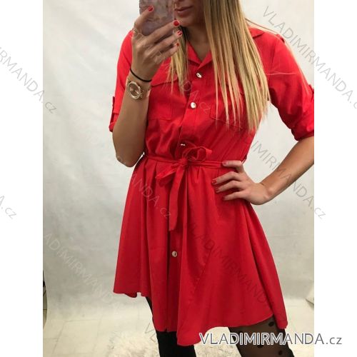 Kleid 3/4 Langarm Shirt dünn Damen (uni sl) ITALIENISCHE MODE IM9191006