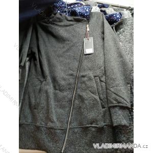 Mikina prodloužená dlouhý rukáv na zip s kapucí dámská (UNI L/XXL) ITALSKÁ MÓDA IM4201228