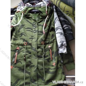 Mikina prodloužená dlouhý rukáv na zip s kapucí dámská (UNI L/XXL) ITALSKÁ MÓDA IM4201228