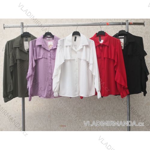 Bluse Langarm mit Rüschen Frauen (UNI S / L) ITALIAN FASHION IMK20159